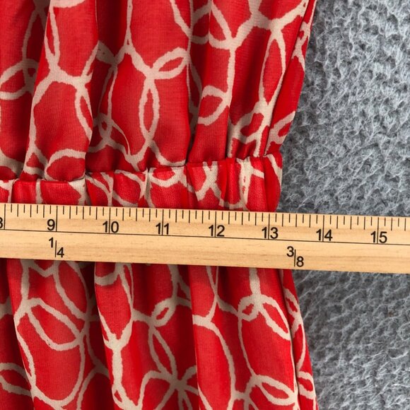 Banana Republic Dress Women 2 Red Maxi Blouson Sundress Pleats Sleeveless Strap* - Picture 8 of 12